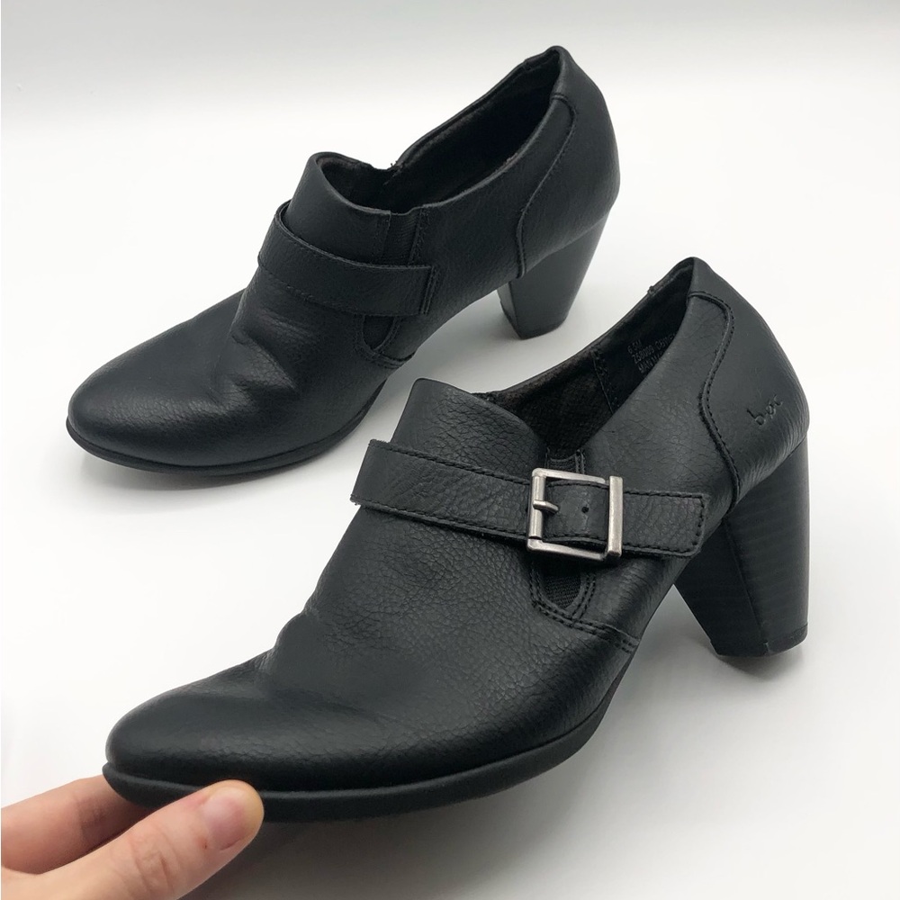 boc Born Black Leather Heeled Ankle Booties Women’s Size 6